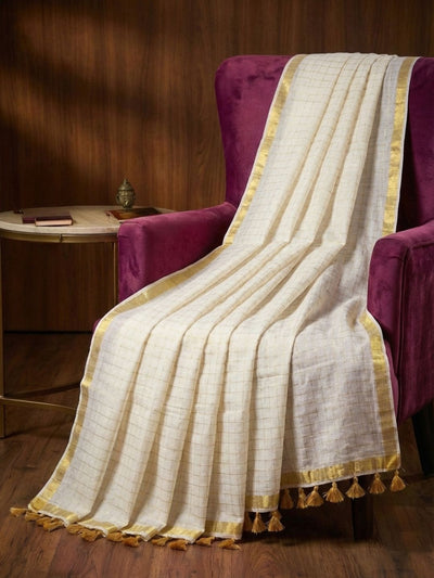 Hawa Hawai Pure Mul Cotton Sequin Saree Pristine White