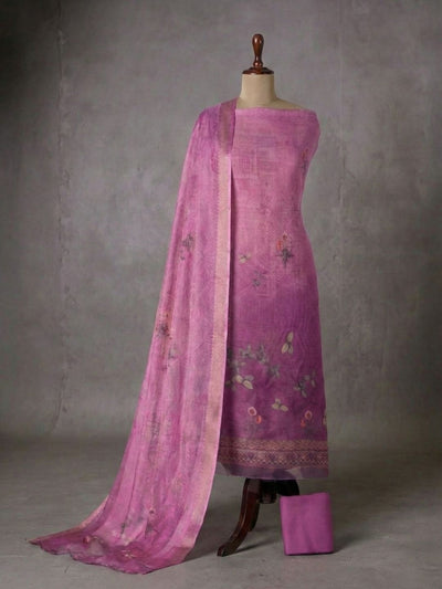 Noor-e-Banaras Brocade Linen Suit Dark Lavendar