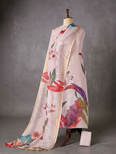 Noor-e-Banaras Brocade Linen Suit Cool Beige