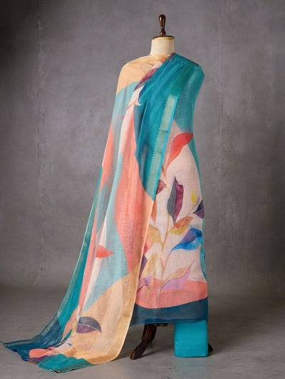 Noor-e-Banaras Brocade Linen Suit Creamy Beige