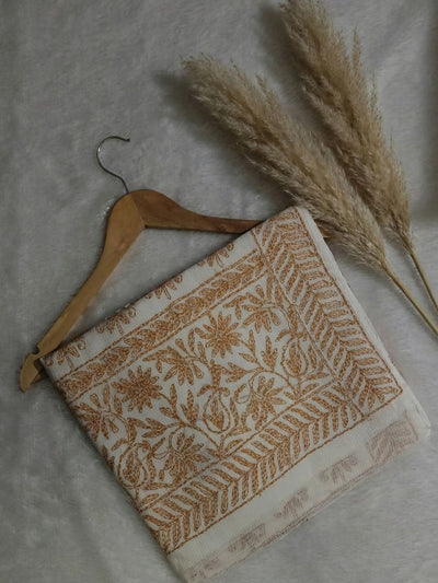 Nazakat Kota Doria Chikankari Saree White & Mustard