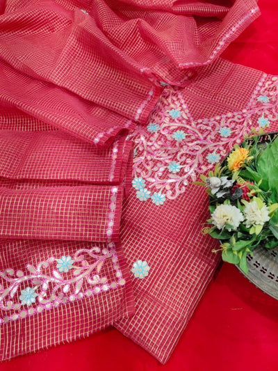 Bind & Bloom Kota Cotton Suit Material (T+D) Rani Pink