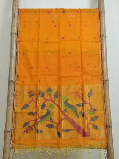 Van Roop Pure Muslin Silk Sequin Saree Mango Yellow