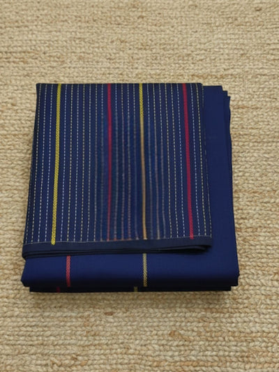 Samanvaya Embroidery Handloom Pure Cotton Saree Navy Blue