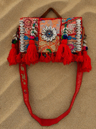 Khamma Ghani Kambadiya Sling Bags Red