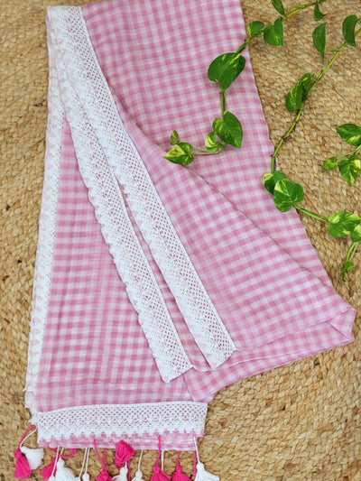 Mihika Pure Mul Cotton Handloom Saree Light Pink