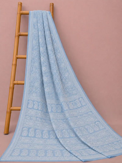 Ruhaani Georgette Chikankari Saree Light Blue