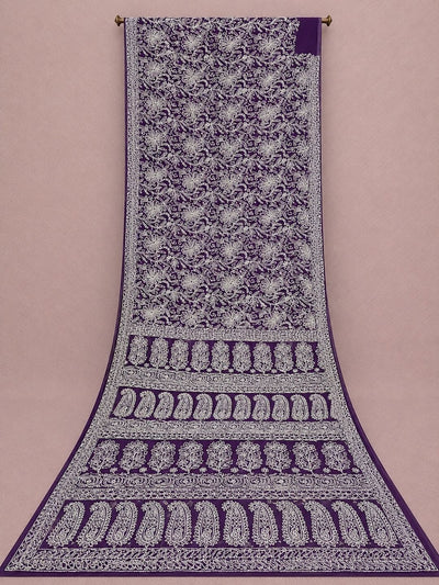 Ruhaani Georgette Chikankari Saree Pale Green