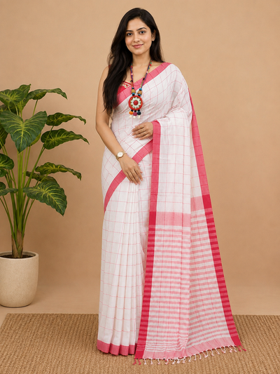 Vasudha Khadi Cotton Handloom Saree White