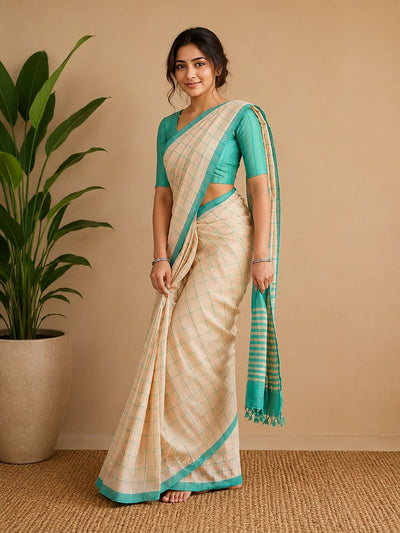 Vasudha Khadi Cotton Handloom Saree Warm Beige