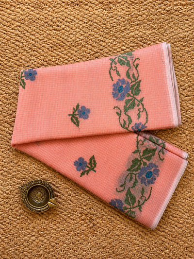 Phoolwari Kota Doria Embroidered Saree Lavender
