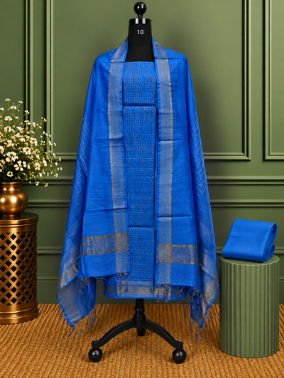 Zari Roop Kota Silk Zari Woven Suit Set Royal Blue