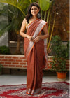 Handwoven Pure Linen Saree Plain Body