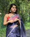 Radiant Pure Silk Kota Doria Handdyed Blue Saree