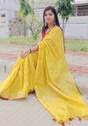 Empowering Handwoven Pure Linen Yellow Saree