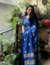 Silkmark Decorous Eri Tussar Silk Embroidered Blue Saree