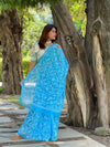 Tepchi Handwork Georgette Work Torquoise Blue Saree