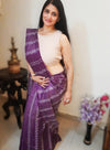 Bansbara Tussar Silk Kantha Handloom Saree Lily Purple