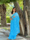 Tepchi Handwork Georgette Work Torquoise Blue Saree