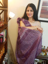 Bansbara Tussar Silk Kantha Handloom Saree Lily Purple