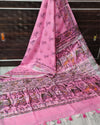 Indiehaat | Slub Linen Madhubani Pink Saree