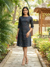 Modern Pure Cotton Black Ikkat Dress