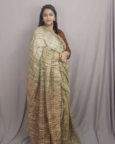 Silkmark Enigmatic Ghicha Tussar Silk Beige Saree
