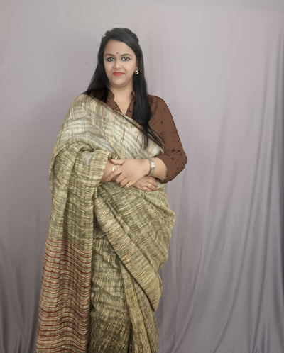 Silkmark Enigmatic Ghicha Tussar Silk Beige Saree