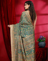 Indiehaat | Kashmiri Silk Green Printed Saree