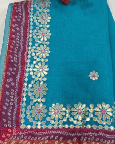 Indiehaat | Kota Cotton Gota Patti Blue Saree