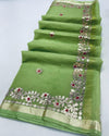 Indiehaat | Kota Cotton Gota Patti Green Saree