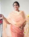 Kota Doria Orange Suit Material 2 Piece Lehariya Tie And Dye (Only Top And Dupatta)-Indiehaat