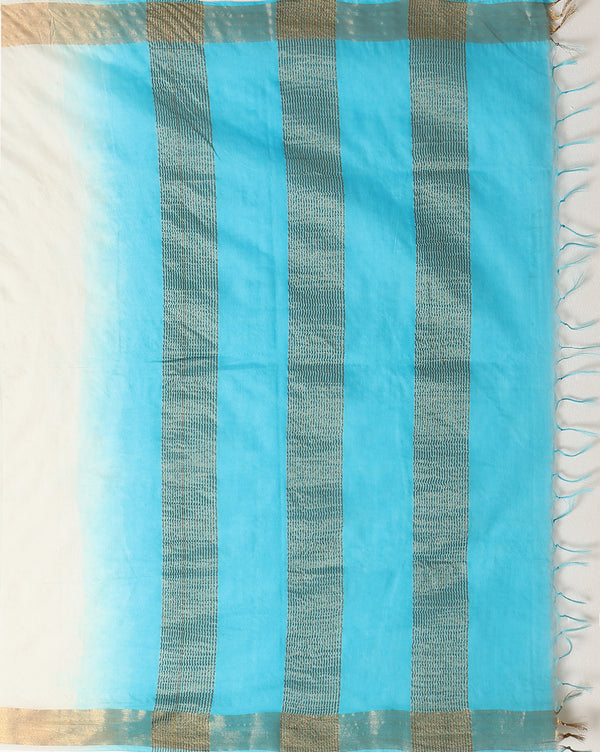 Handloom Kota Silk Poetic Beige & Blue Saree