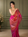 Pure Eri Silk Pink Saree with Running Blouse-Indiehaat
