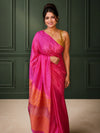 Pure Eri Silk Pink Saree with Running Blouse-Indiehaat