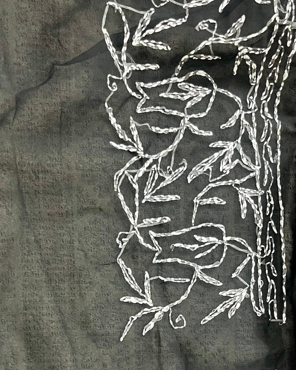 Tepchi Handwork Georgette Work Black Saree