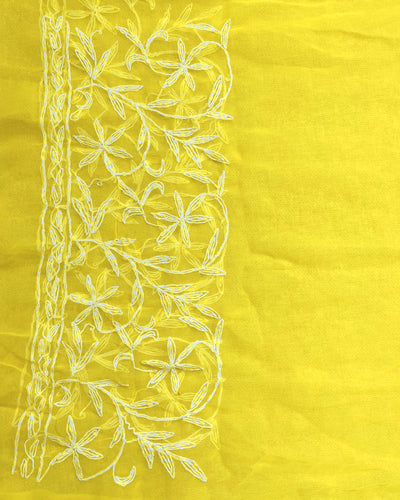 Tepchi Handwork Georgette Work Yellow Saree