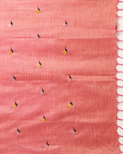 Embroidered Serene Khadi Cotton Peach Suit Piece