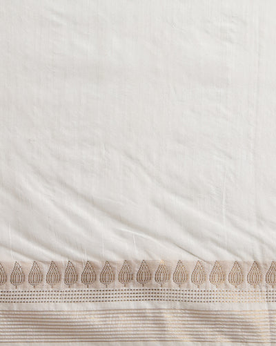 Handcrafted Gleaming Kota Silk White Jacquard Saree