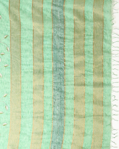 Alluring Eri Tussar Silk Embroidered Green Saree
