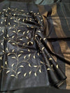 Graceful Eri Tussar Silk Embroidered Black Saree