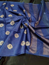 Decorous Eri Tussar Silk Embroidered Blue Saree