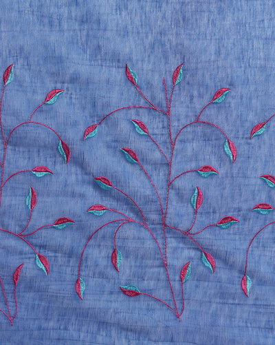 Stunning Eri Tussar Silk Embroidered Purple Saree