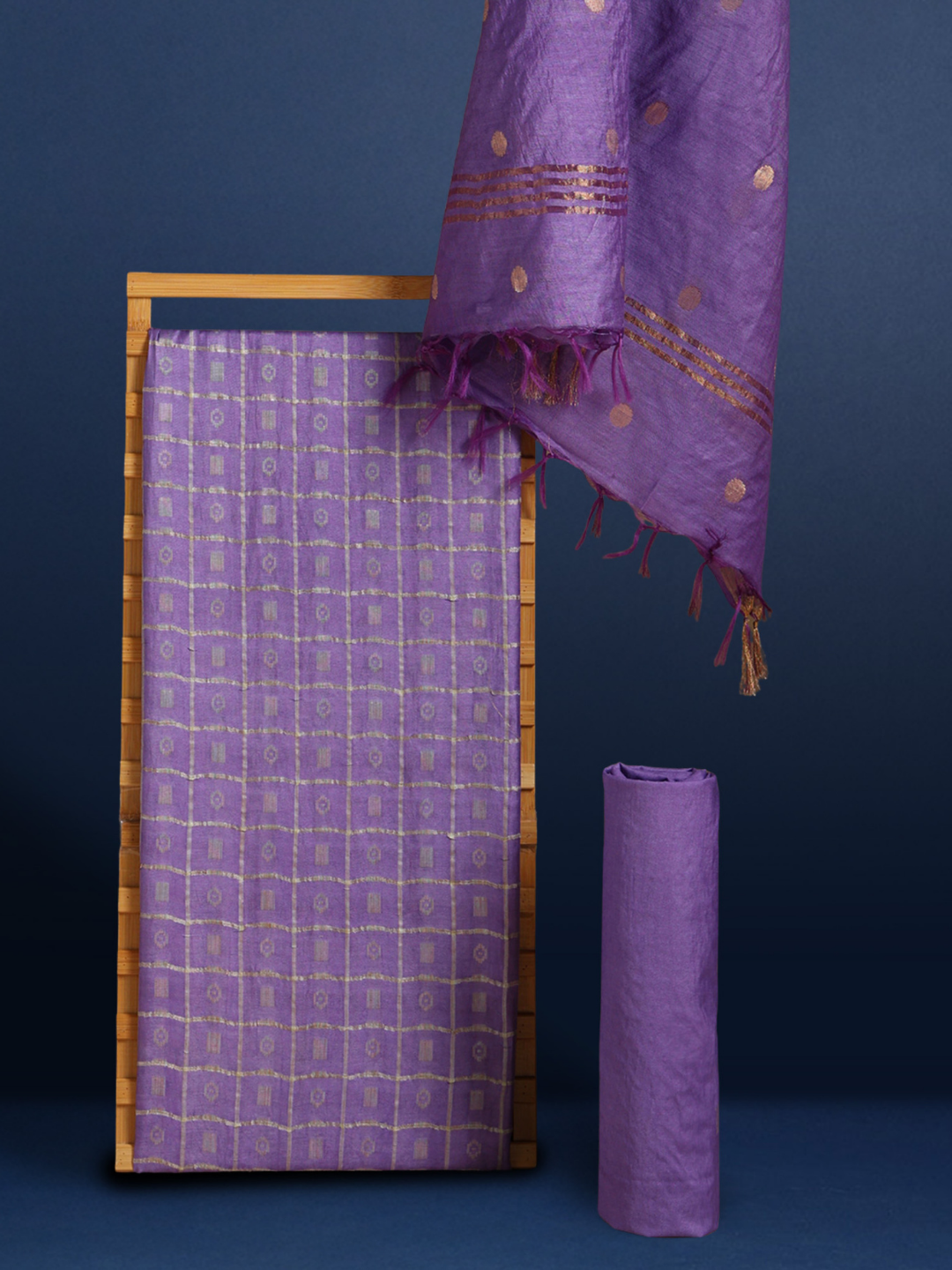 silk suit dress material Tussar Silk Dress Material in Orange and White