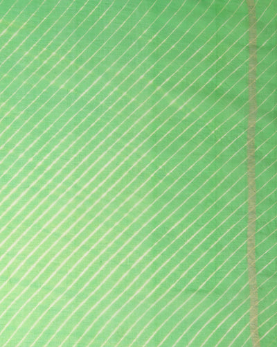 Lehariya Pure Silk Kota Doria Leaf Green Saree Handcrafted