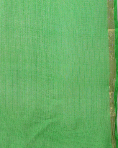 Lehariya Pure Silk Kota Doria Leaf Green Saree Handcrafted