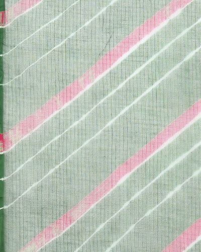 Forest Cotton Kota Doria Green Saree Handcrafted