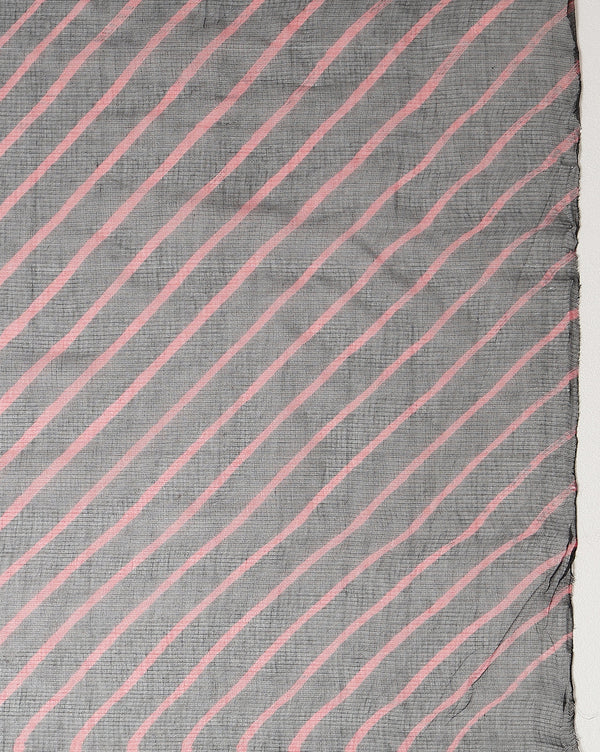 Midnight Cotton Kota Doria Black Saree Handcrafted