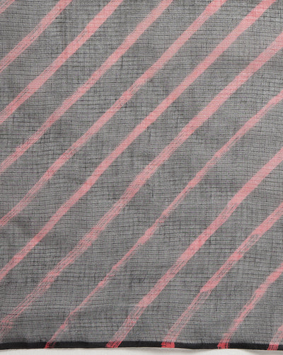 Midnight Cotton Kota Doria Black Saree Handcrafted