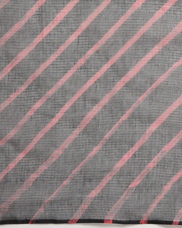 Midnight Cotton Kota Doria Black Saree Handcrafted